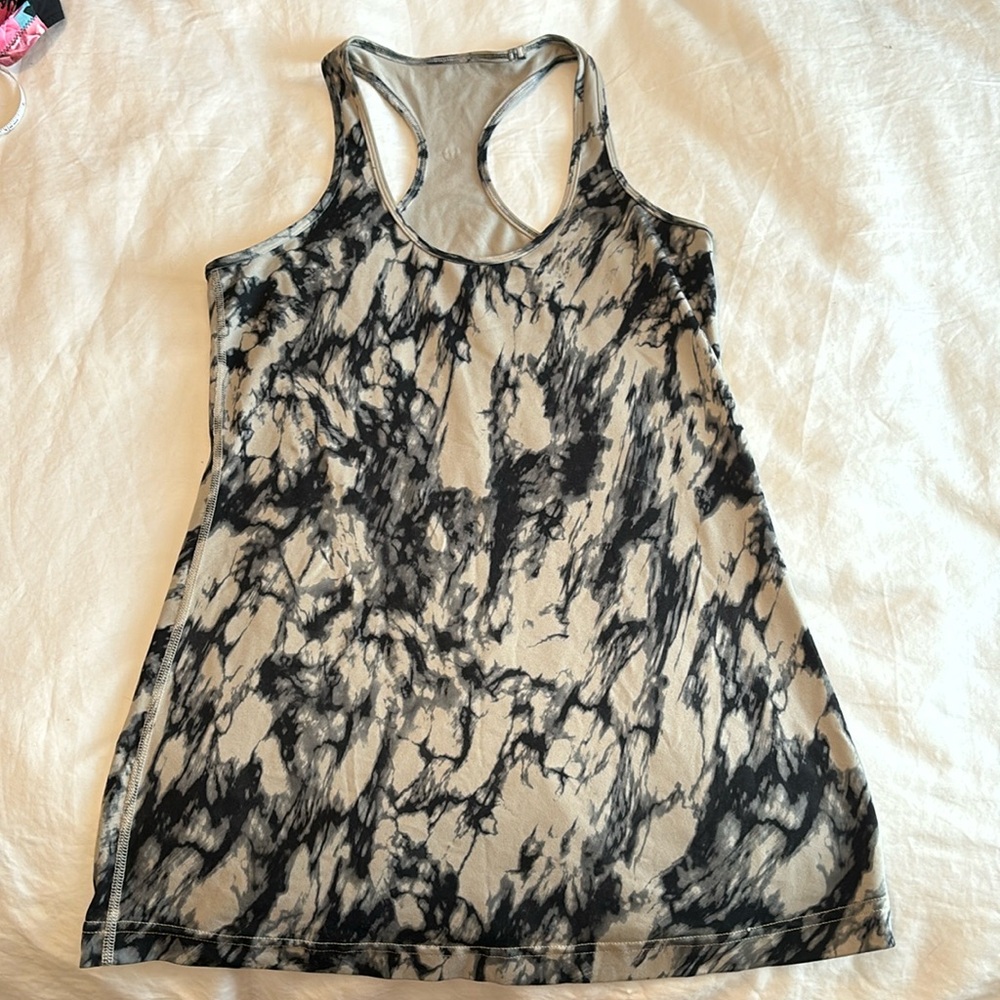 Lululemon Grey and Black Abstract Marbled Workout Tank